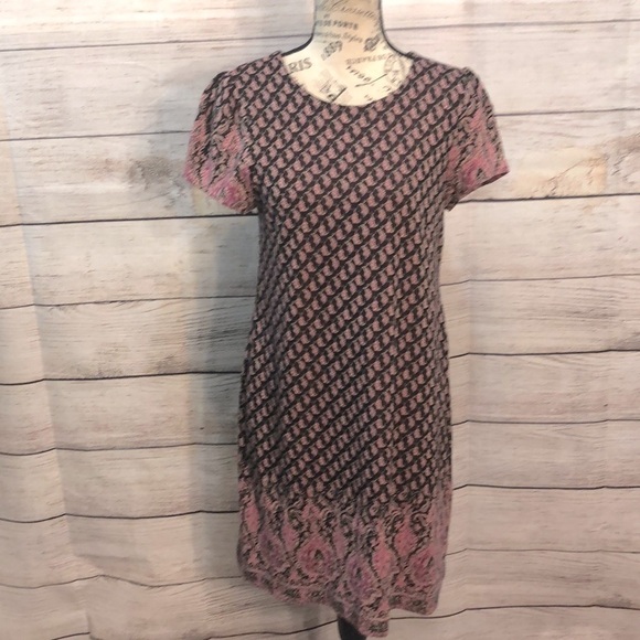 Anthropologie Maeve Dress Paisley Metallic Threads Knit Short Sleeves Medium - Picture 1 of 9
